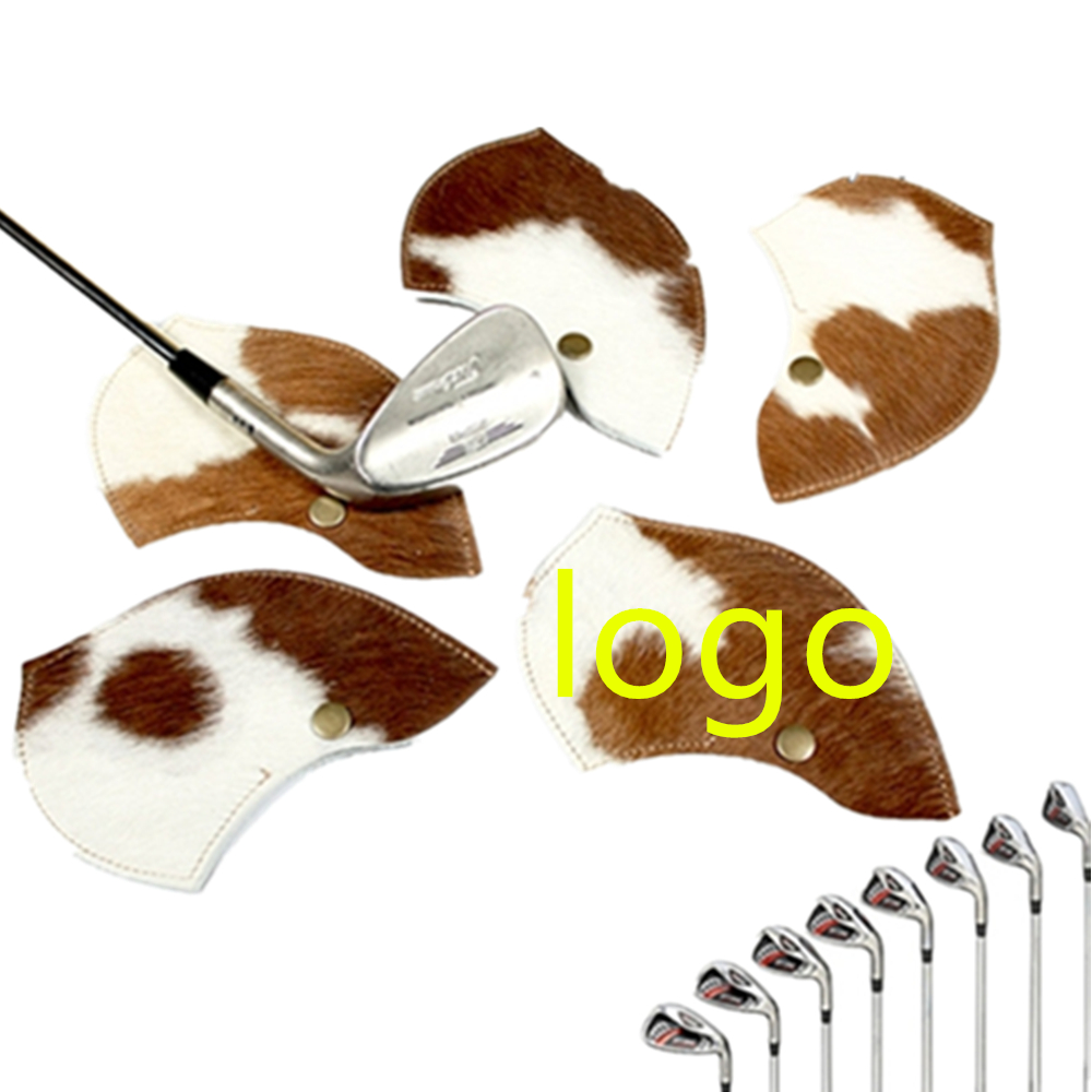 Leopard Print Leather Golf Club Cover Case with Logo