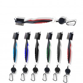 Logo Branded Retractable Golf Club Brush with Carabiner Groove Cleaner  Logo Branded Retractable Golf Club Brush with Carabiner Groove Cleaner