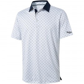 Promotional Sleeve Striped Performance Moisture Wicking Dry Golf Shirt