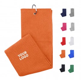 Sixteen Inch By Twenty Four Inch Golf Waffle Towel With Clip with Logo