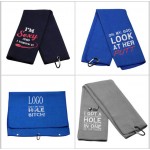 Microfiber Waffle Pattern Golf Towel With Clip 23 5/8" L x 15 3/4" W. with Logo