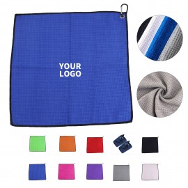 Twelve Inch By Twelve Inch Waffle Microfiber Golf Towel With Grommet with Logo