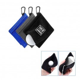 Golf Ball Towel With Carabiner with Logo  Golf Ball Towel With Carabiner with Logo