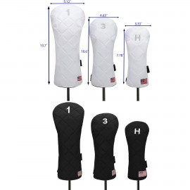 3 Pieces Driver Fairway #3 #5 Hybrid USA Flag Golf Head Covers with Logo
