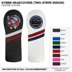 Logo Branded Genuine Leather Hybrid Golf Club Headcover Logo Embroidered