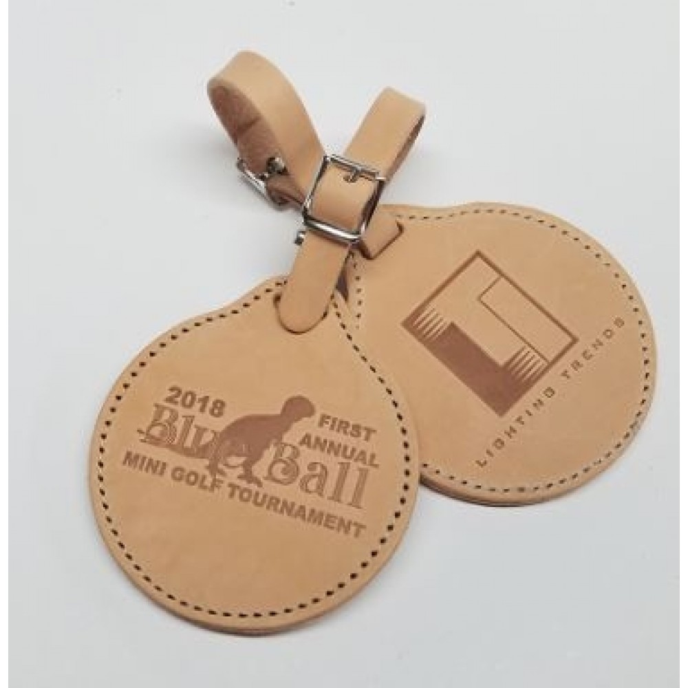 Personalized Round Leather Golf Tag