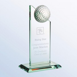 Jade Glass Golf Pinnacle Award, Large (5"x10-1/2"H) with Logo