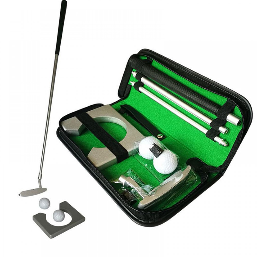 Travel Indoor Golf Club Aluminum Alloy Putter Kit with Logo
