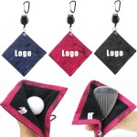 Golf Ball Cleaning Towel with Retractable Keychain with Logo