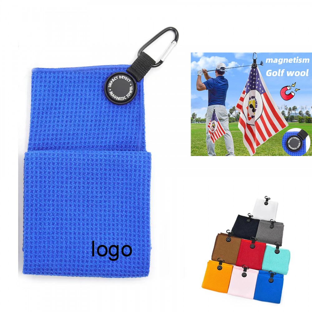 Microfiber Golf Towel With Magnetic Carabiner with Logo Microfiber Golf Towel With Magnetic Carabiner with Logo