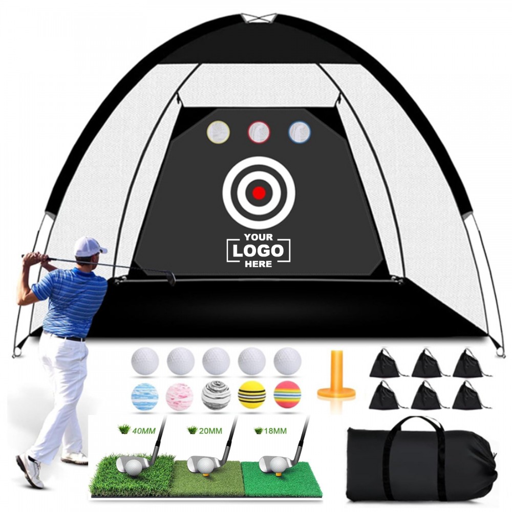 Golf Practice Net for Backyard and Indoor Outdoor Swing Training with Logo