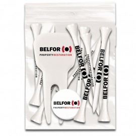 Customized ZIPLOCK GOLF TEE PACK - 10-2 3/4" Tees/1 Ball Marker/1 Divot Tool