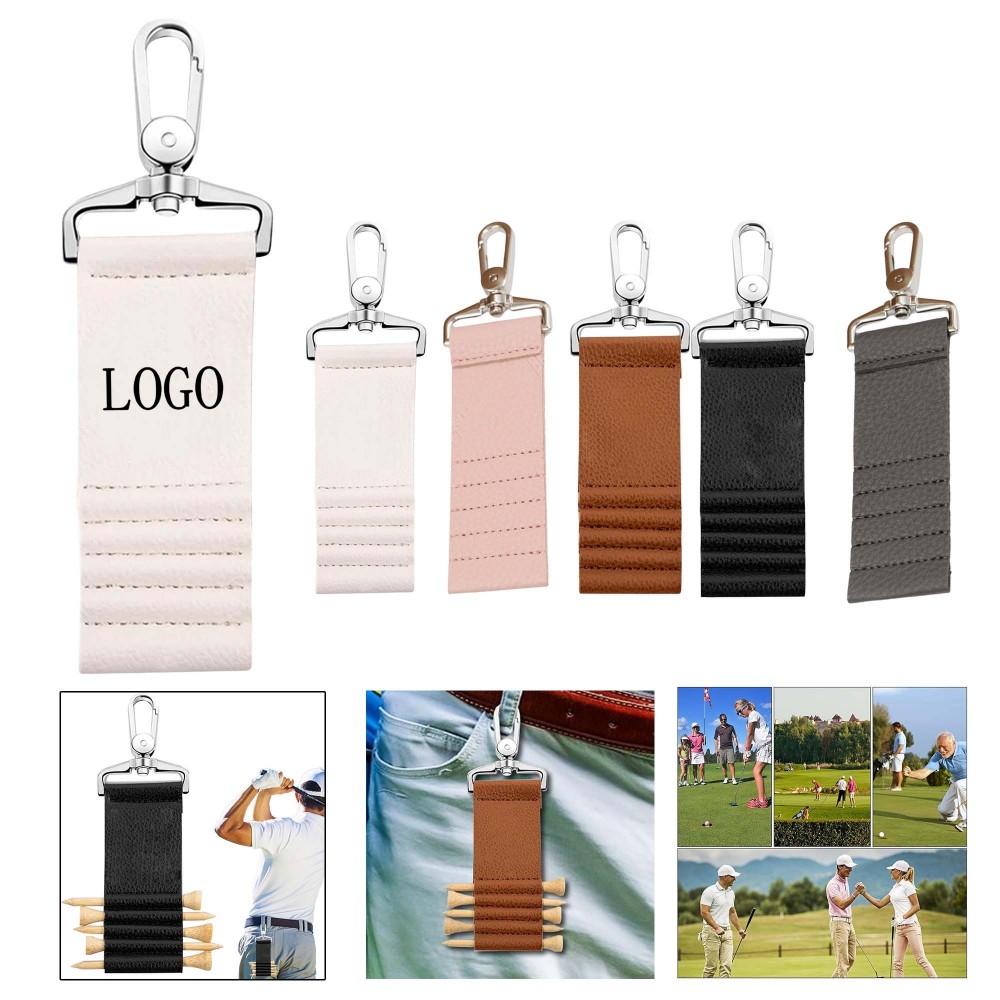 Personalized Leather Golf Tee Holder with Clip