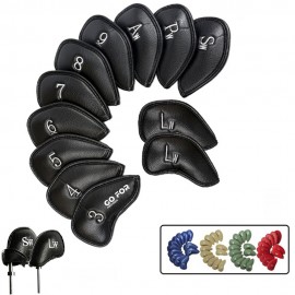 12pcs Thick Synthetic Leather Golf Iron Head Covers Set with Logo