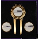 Dimpled Divot Tool Gift Set W/ Ball Markers & Money Clip with Logo