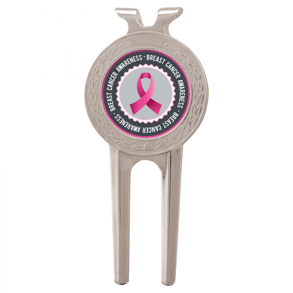 1.5" x 3" - Silver Golf Divot Tool with Logo