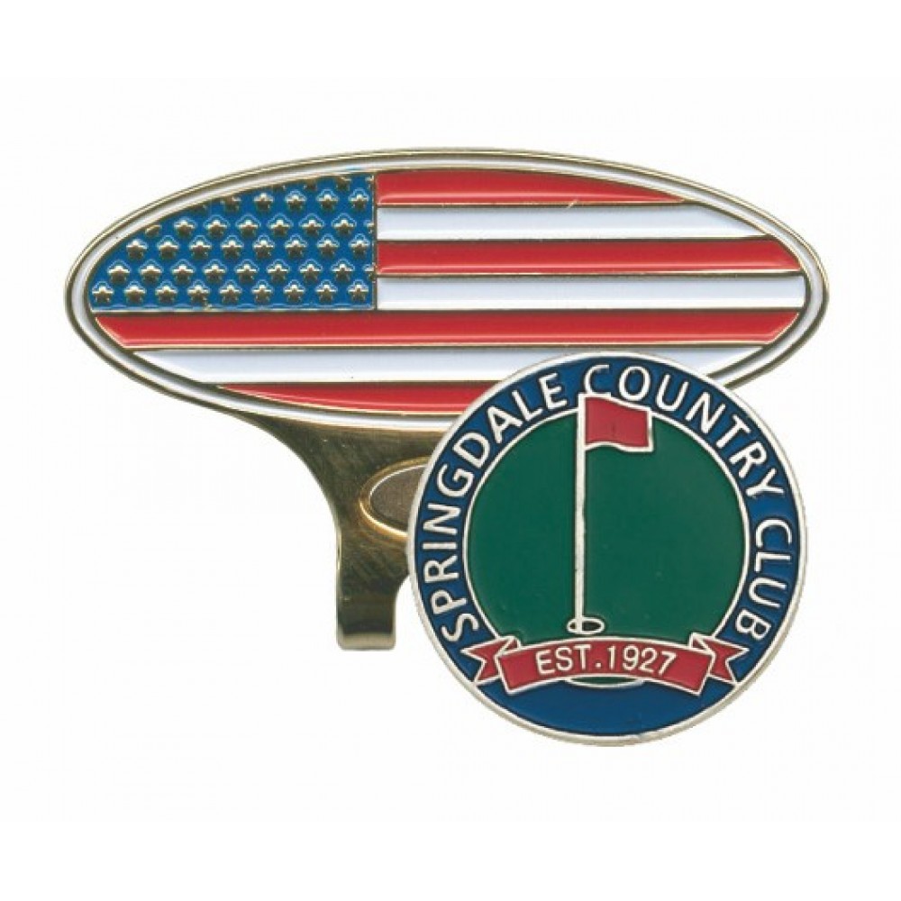 American Flag Slide-On Hat Clip with Logo