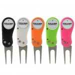 Plastic Collapsible Divot Tool w/ Dome or Die Struck removable Ball Marker Logo Printed