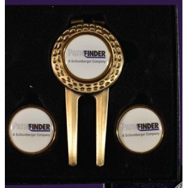 Dimpled Divot Tool Gift Set W/ Money Clip, Marker Caddy & Extra Ball Marker with Logo