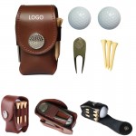 Logo Branded Leather Golf Set Holder Pouch