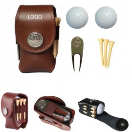 Logo Branded Leather Golf Set Holder Pouch