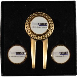 Dimpled Divot Tool Gift Set W/ 2 Extra Ball Markers with Logo