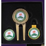 Personalized Checkerboard Divot Tool W/ Hat Clip & Extra Ball Marker Gift Set