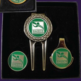 Customized Checkerboard Divot Tool Gift Set w/ Money Clip, Marker Caddy & Extra Ball Marker