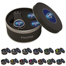 Logo Branded Pitchfix Fusion 2.5 Tin w/ Two Extra Ball Markers  Logo Branded Pitchfix Fusion 2.5 Tin w/ Two Extra Ball Markers