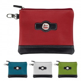 Logo Branded Two Tone Zipper Valuables Pouch