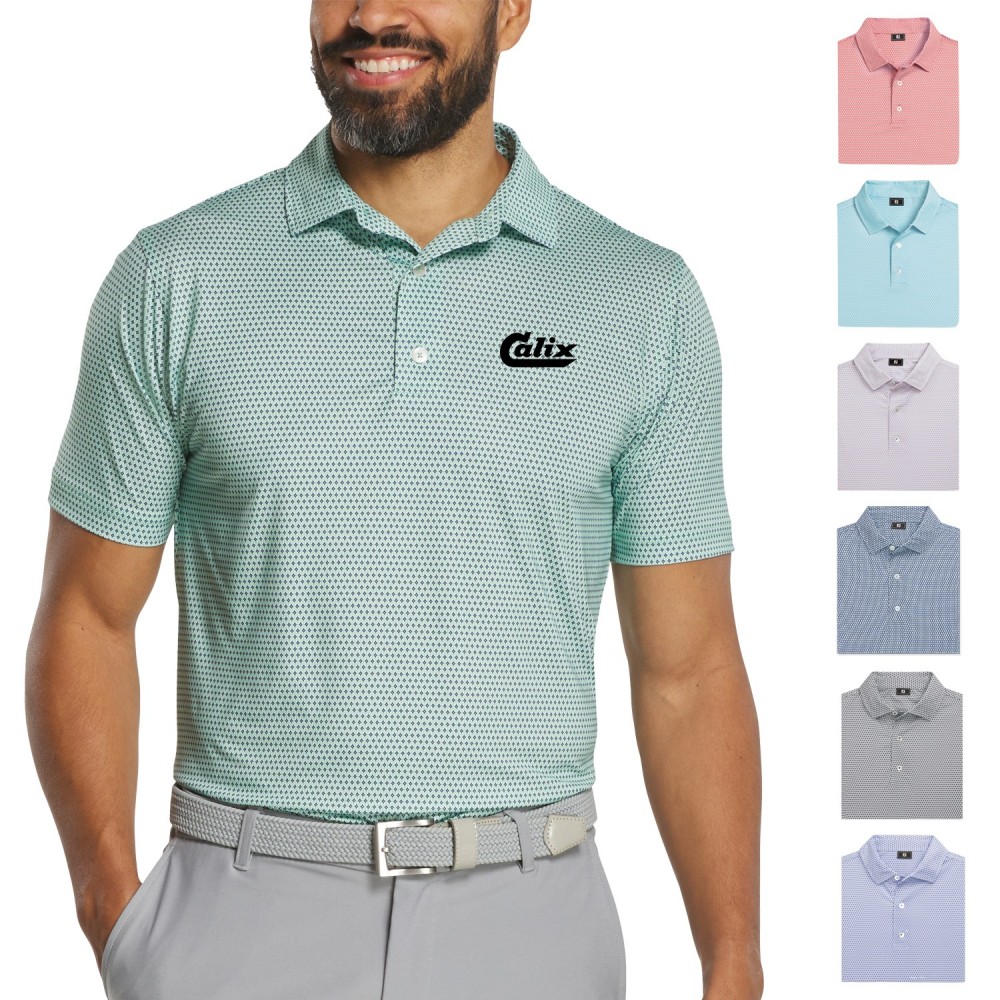 Logo Branded FootJoy Men's Stellar Print Lisle Polo