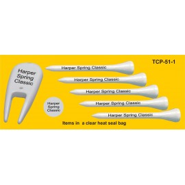 Golf Combo Pack - 5 Tees / Ball Marker / Divot Tool (2 3/4" Tee) with Logo  Golf Combo Pack - 5 Tees / Ball Marker / Divot Tool (2 3/4" Tee) with Logo