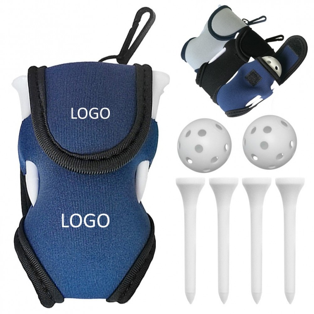 Customized Neoprene Golf Accessory Storage Bag with Golf Balls and Tees