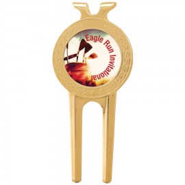 1.5" x 3" - Gold Golf Divot Tool with Logo