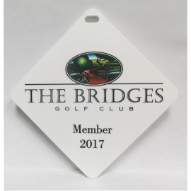 Custom Diamond Plastic Bag Tag (3 9/16"x3 9/16") with Multi Color Imprint