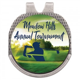 1" x 1.25" - Silver Hat Clip and Ball Marker with Logo  1" x 1.25" - Silver Hat Clip and Ball Marker with Logo