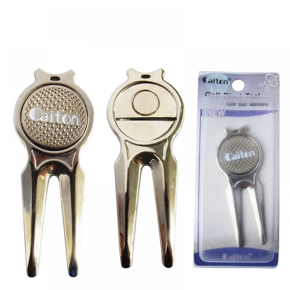 Logo Branded New Zinc Alloy Golf Pitch Mark Divot Repair Tool and Magnetic Ball Marker