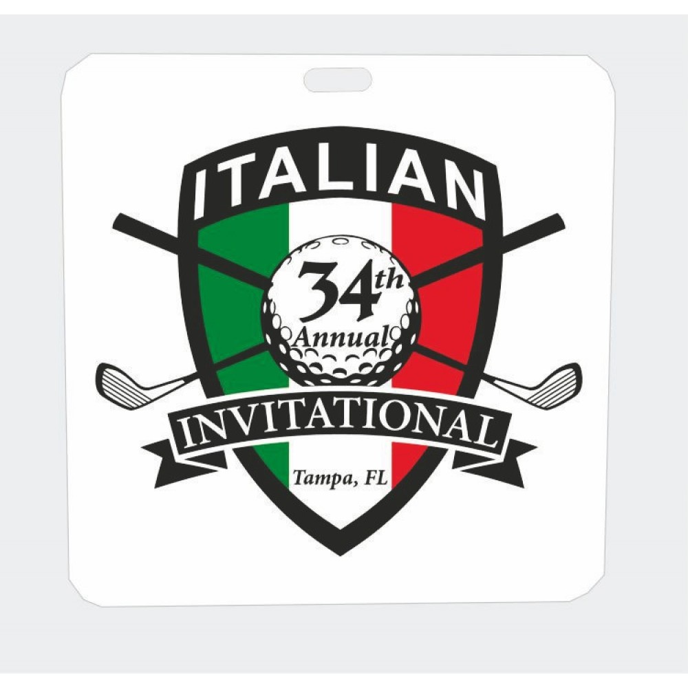 Square 3-9/16" Plastic Bag Tag Custom Branded Square 3-9/16" Plastic Bag Tag Custom Branded