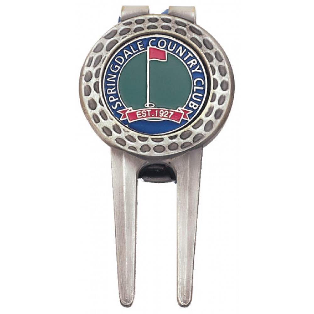 Dimple Pattern Divot Tool w/ Belt Clip & Ball Marker with Logo