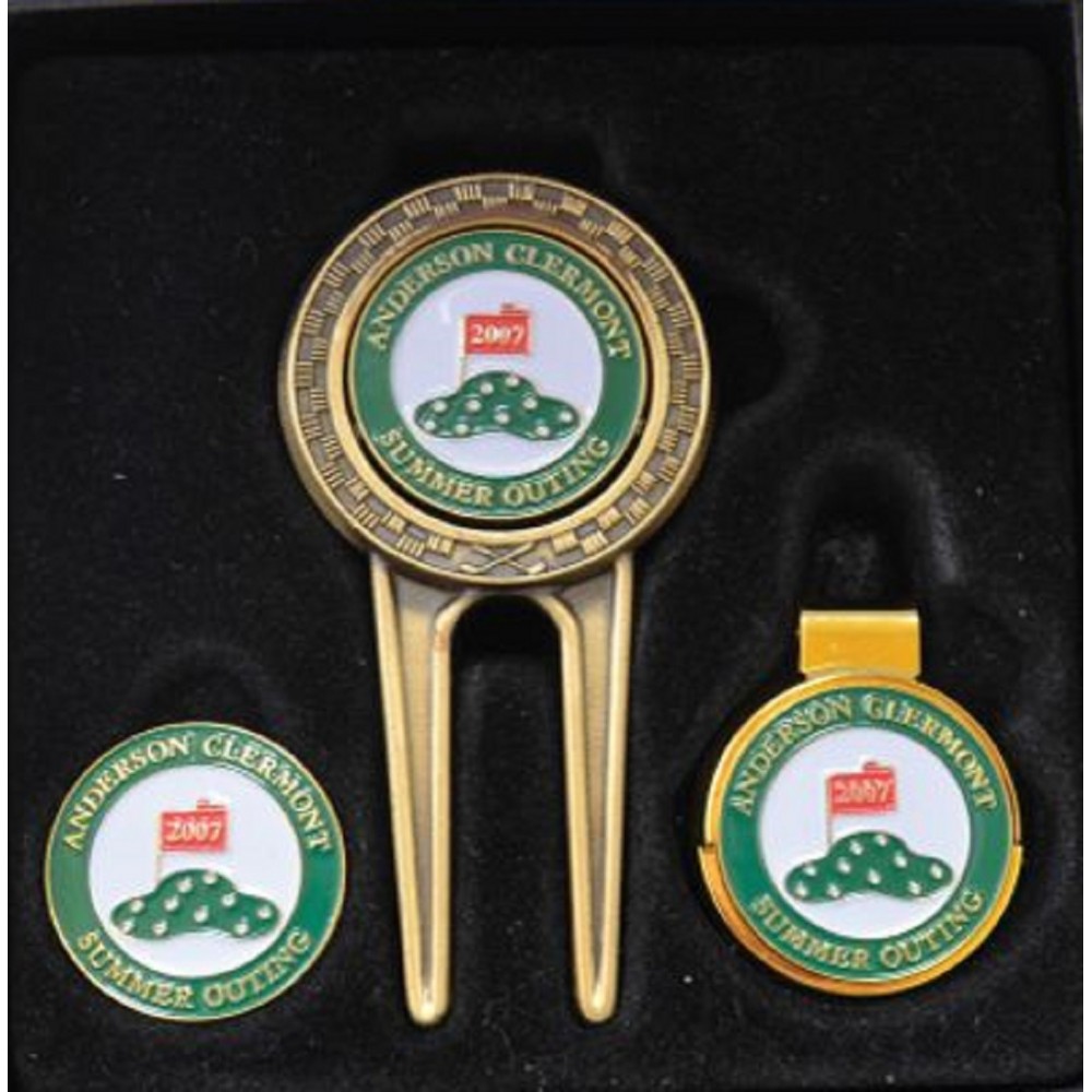 Checkerboard Divot Tool Gift Set w/ 2 Extra Ball Markers with Logo