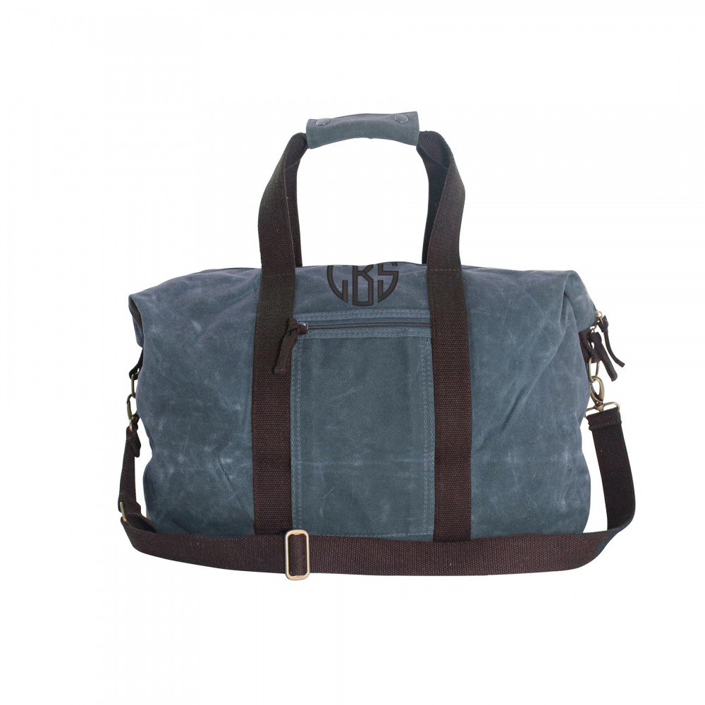 Waxed Canvas Voyager Weekender Slate Custom Imprinted Waxed Canvas Voyager Weekender Slate Custom Imprinted
