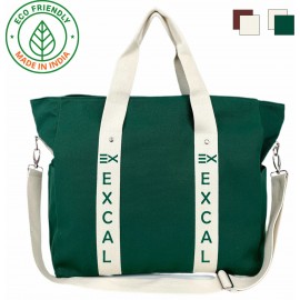 Custom Voyager Duffel Bag Eco Friendly Canvas Green / Natural