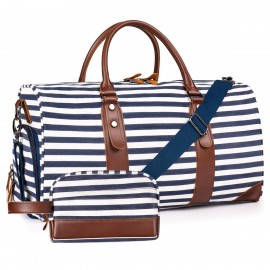 Logo Branded Canvas Weekender Bag With Toiletry Bag.