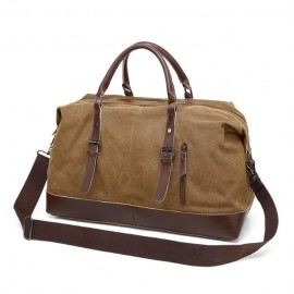 Canvas Pu Leather Travel Tote Duffel Bag Carry On with Logo  Canvas Pu Leather Travel Tote Duffel Bag Carry On with Logo