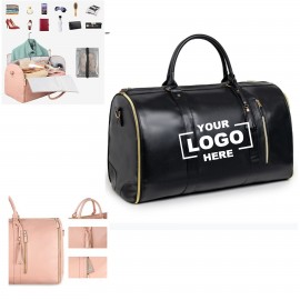 Compartment Garment Bag for Business Trip PU Leather Carry On Bag with Logo  Compartment Garment Bag for Business Trip PU Leather Carry On Bag with Logo