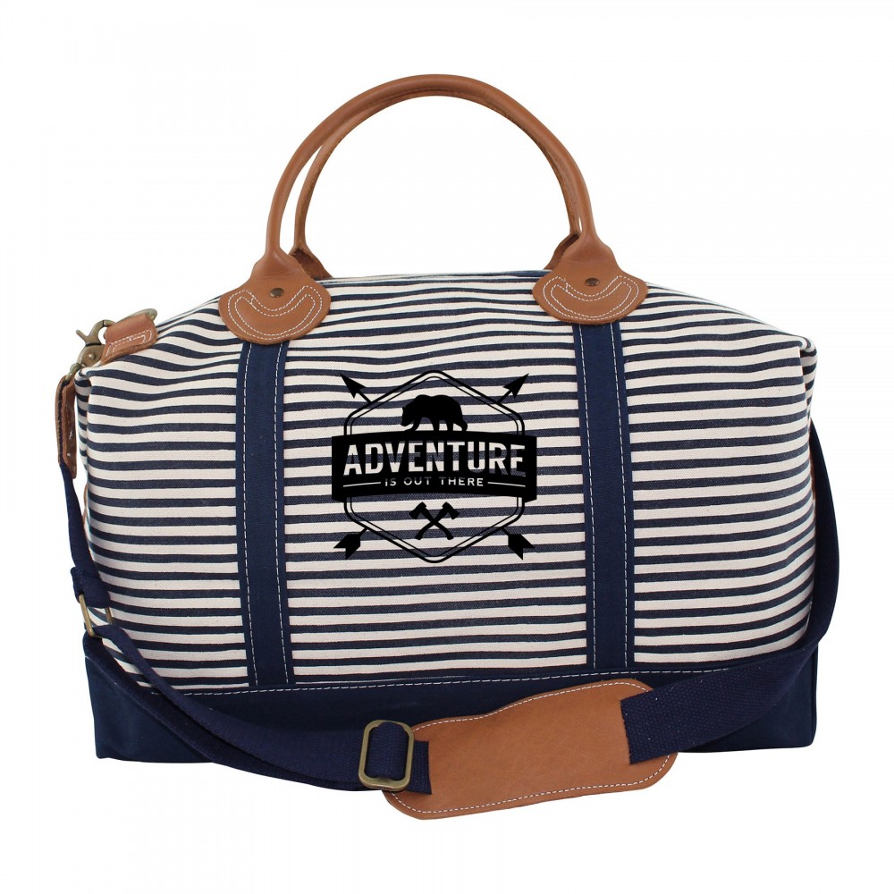 Logo Printed Weekender Navy Stripes Logo Printed Weekender Navy Stripes