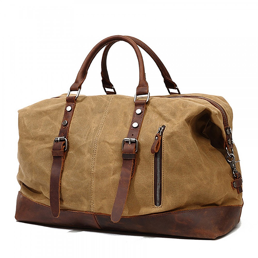 Real Leather Duffel Overnight Bags for Travel with Logo