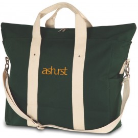 Voyager Duffel Bag Eco Friendly Canvas Green / Natural with Logo