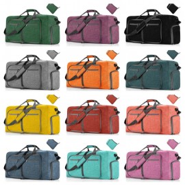 Logo Branded 300D Oxford Foldable Travel Duffel Bag 65L