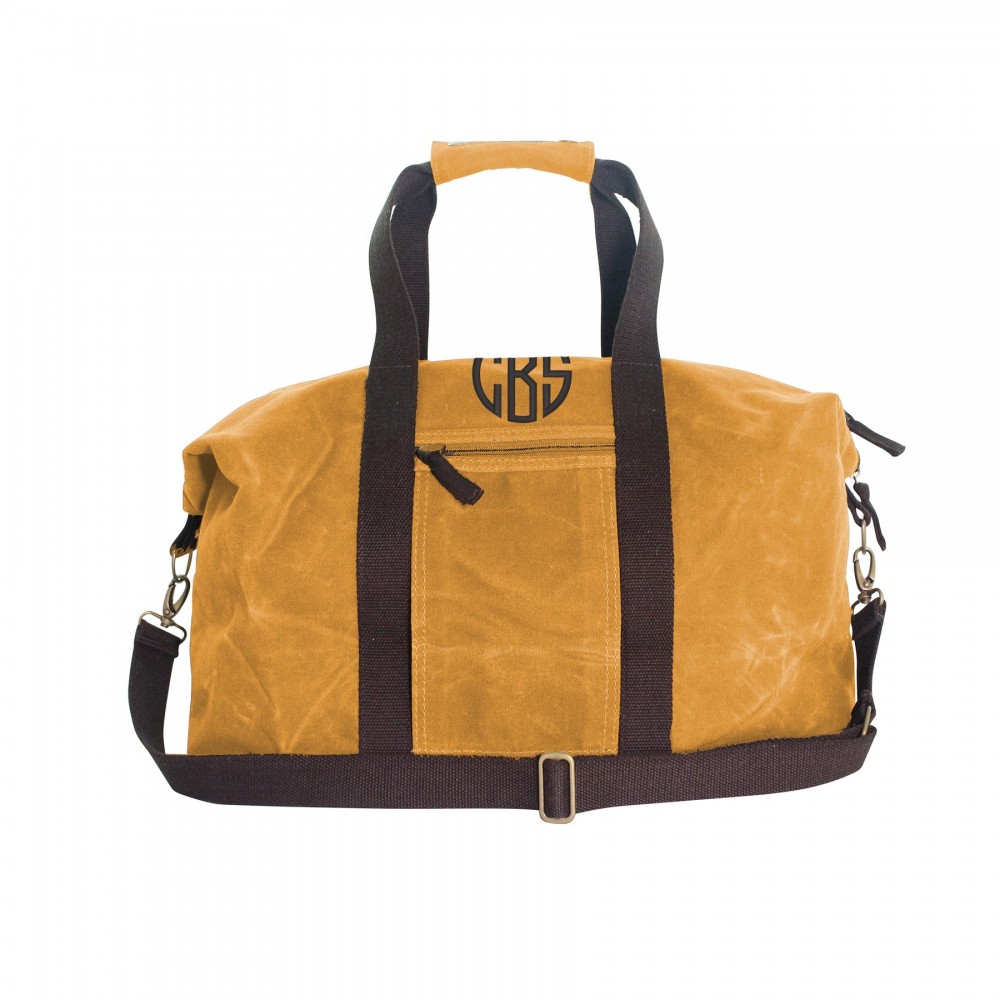 Custom Branded Waxed Canvas Voyager Weekender Yellow Custom Branded Waxed Canvas Voyager Weekender Yellow
